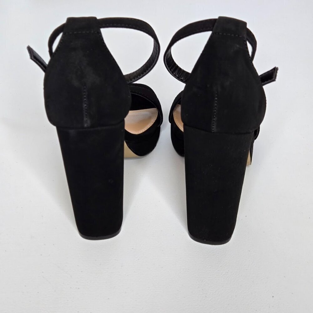 Steve Madden Entourage Black Ankle Strap Dress Block Heel Sandal Shoes Sz 9.5 - Picture 5 of 12